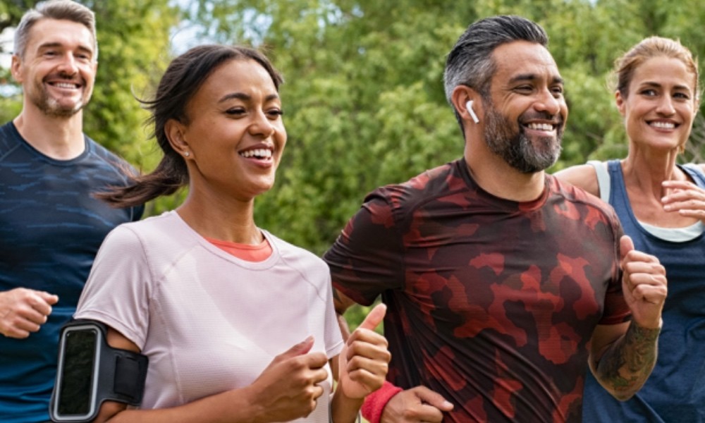 Group of people running